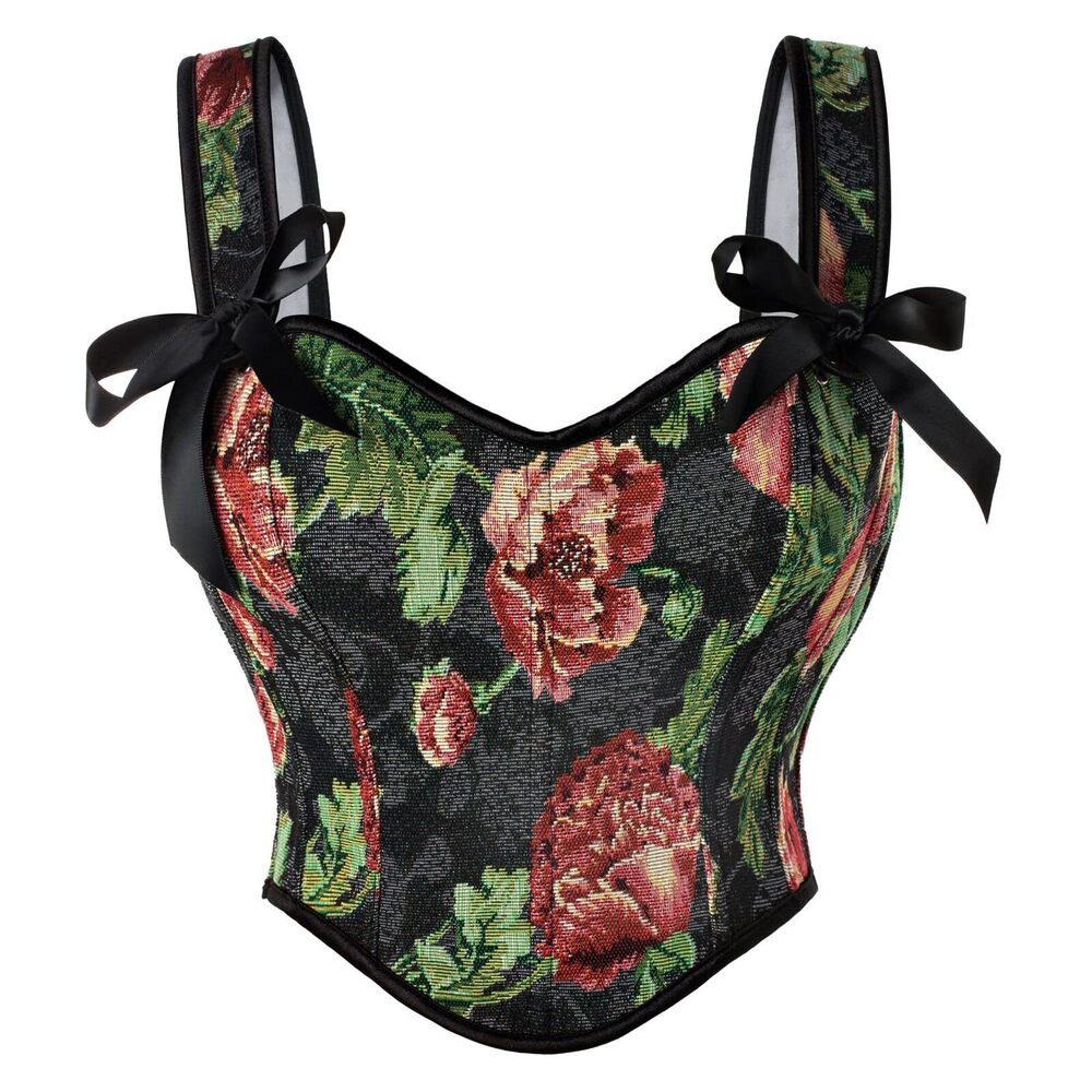2321 Renaissance Corset Tops Victorian Foral Corset Summer Cropped Top Red